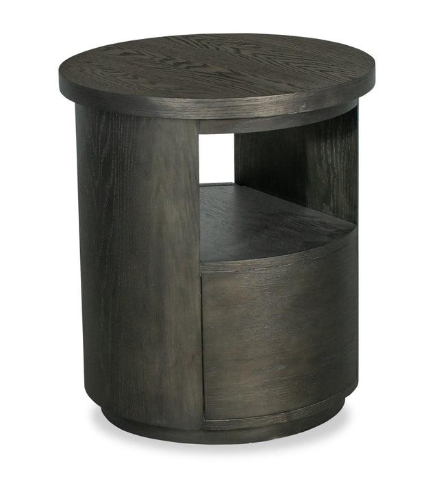 Eldon 22” Modern Round Solid Wood End Table with Storage - Coffee Bean