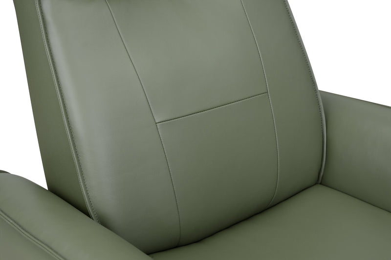 Serene 31\" Green Genuine Leather Power Reclining Massage Chair with Power Headrest and Heated Seat
