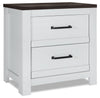 Zoey Bedside 2-Drawer Nightstand, 24.4\"W x 24.9\"H - Two-tone White & Brown 