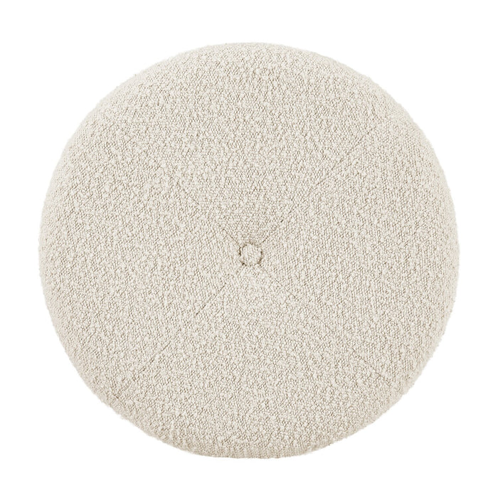 Ontario Round Fabric Storage Ottoman - White
