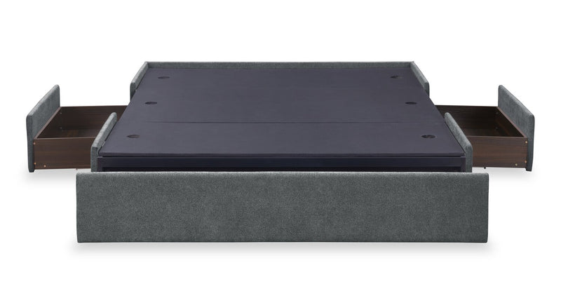 Amos Charcoal Upholstered Storage Bed with Channel Headboard - King