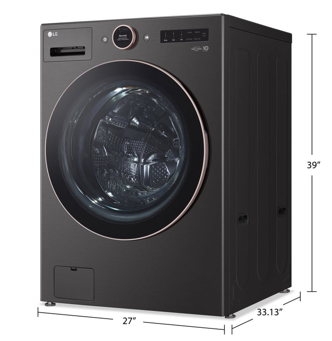LG 5.8 Cu. Ft. Smart Front-Load High-Efficiency Steam Washer - Black Steel - Stackable - WM6500HBA 