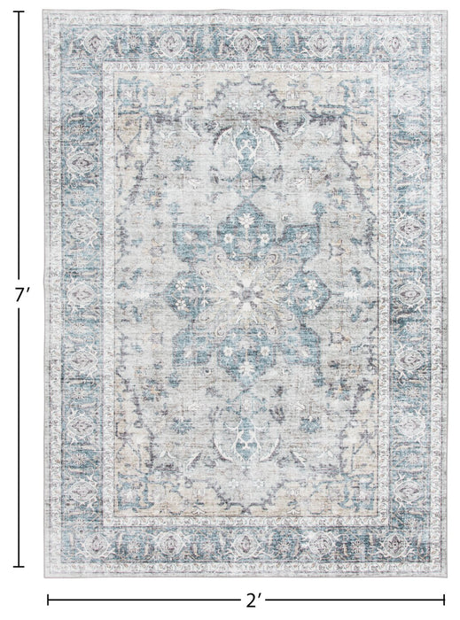Melis Grey Washable Area Rug - 5’ x 7’