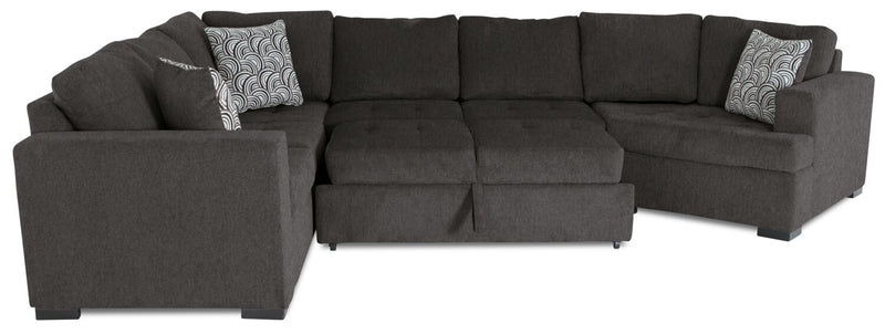 Legend 3-Piece Right-Facing Chenille Cuddler Sleeper Sectional - Pewter