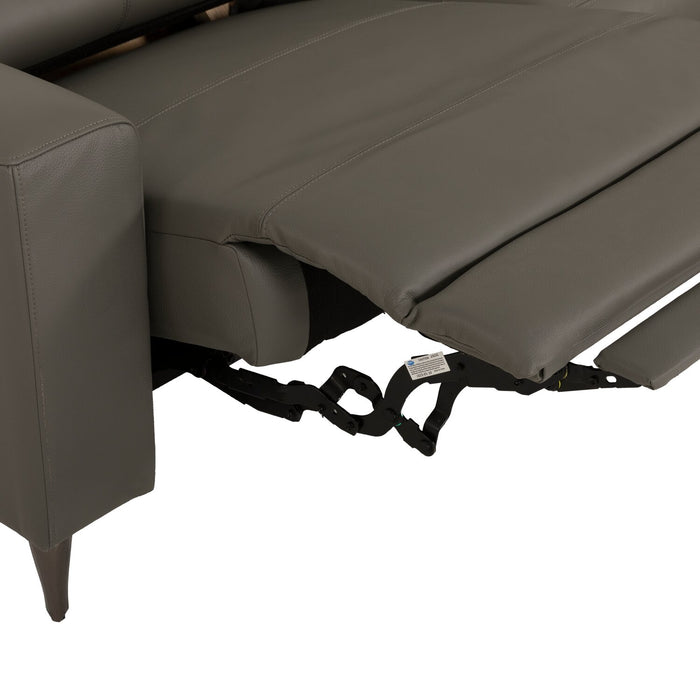 Valentino 3-Piece Right-Facing Grey Genuine Leather Power Reclining Sectional with Adjustable Headrests 