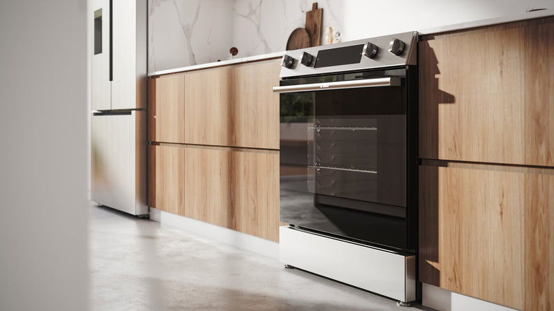 Bosch 30\" 5.8 Cu. Ft. 100 Series Electric Range with Rapid Preheat and Air Fry - Stainless Steel - HEF1050MC