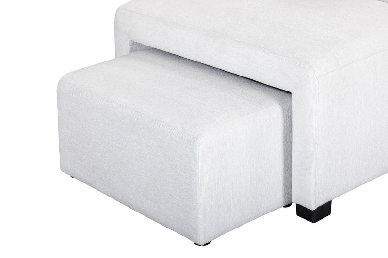Primo Coast 3-Piece Left-Facing Ivory White Fabric Sleeper Sectional with Storage Chaise and Storage Armrest