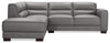 Citadel 2-Piece Left-Facing Top-Grain Genuine Leather Sectional with Rubberwood Legs - Grey