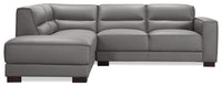 Citadel 2-Piece Left-Facing Top-Grain Genuine Leather Sectional with Rubberwood Legs - Grey 