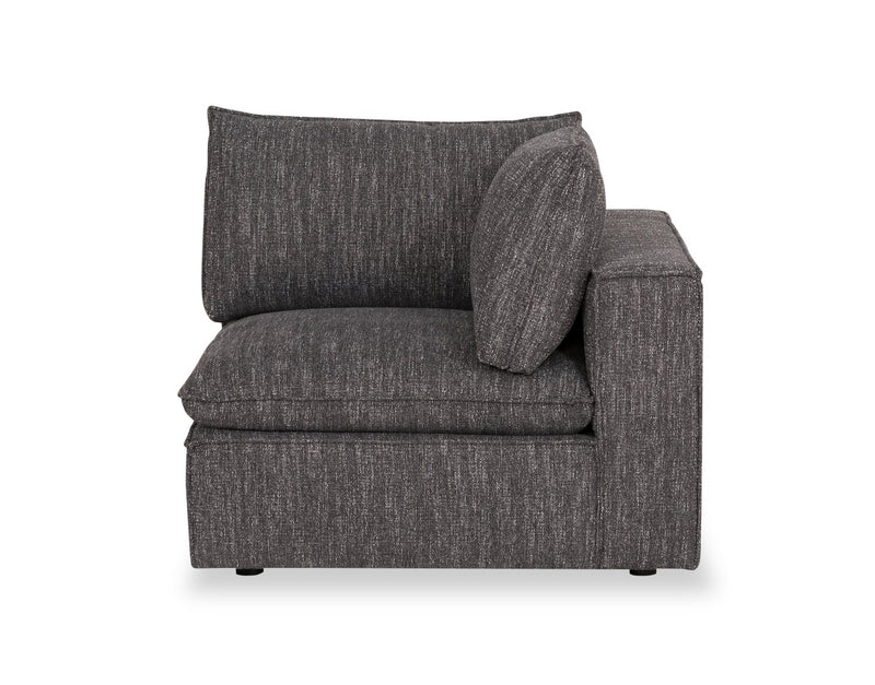 Fusion Modular 83.46\" Charcoal Grey Chenille Fabric Loveseat with Removable Feather Down Back Cushions 