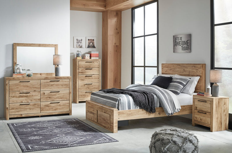 Derekson 5-Piece Full Bedroom Set with Footboard Storage Bed - Natural