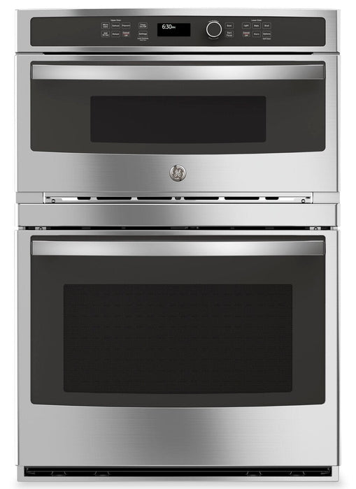 GE 30\" 6.7 Cu. Ft. Electric Wall Oven with Microwave and True European Convection - Stainless - JT38… 