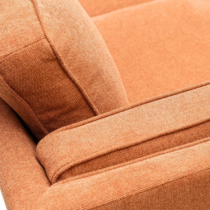 Kort & Co. Kassia 80\" Orange Linen-Look Fabric Condo-Size Sofa with Wood Base and Legs
