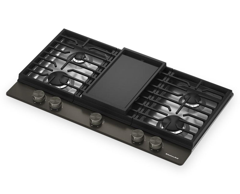 KitchenAid Gas-on-Metal Cooktop with Integrated Wok Grate – Black Ore - KCGK736SBE