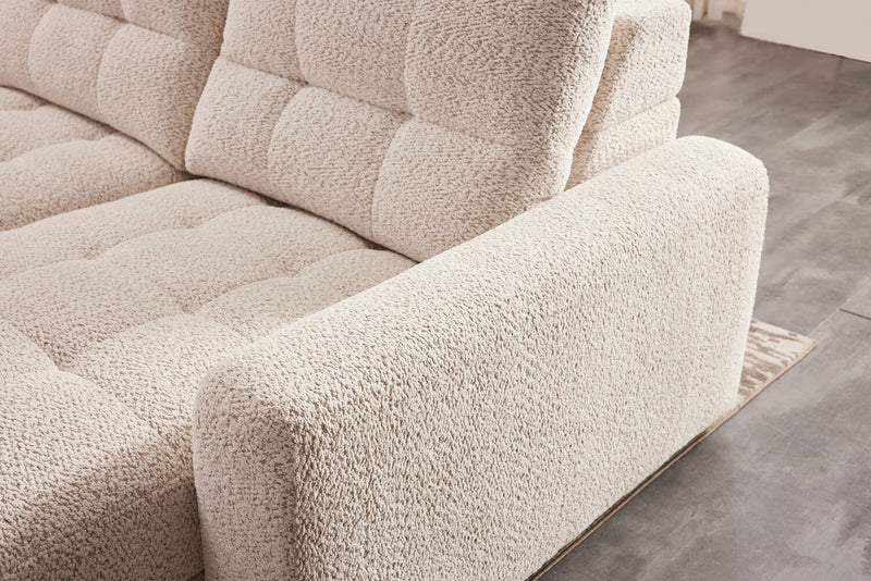 Scott Living Elevate Modular 4-Piece Beige Chenille Fabric Sectional with Power Sliding Chairs
