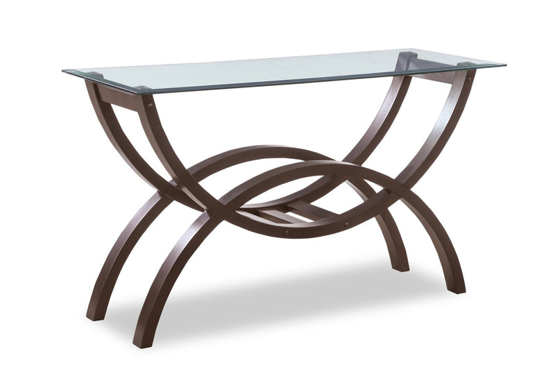 Ricci 48\" Modern Glass Top Sofa Table - Brown with Arched Legs