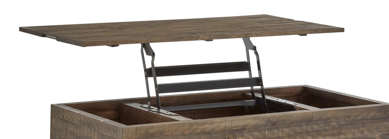 Elm 48” Rustic Pine Lift Top Coffee Table with Storage and Casters - Brown