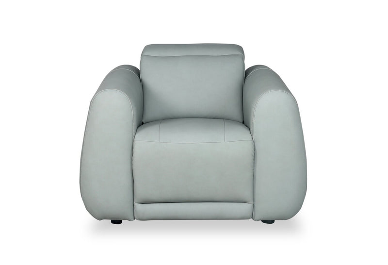 Gianna 40\" Spa Blue Genuine Leather Power Reclining Chair with Power Headrest and USB Port