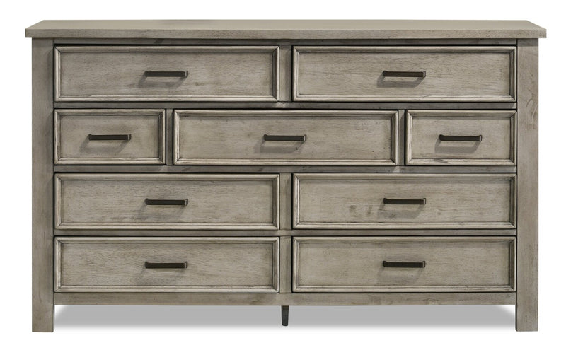 Levi Bedroom 9-Drawer Dresser, 67\"W x 38\"H, Wood - Drift Grey 