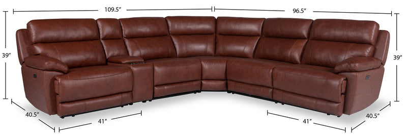 Sorrento 6-Piece Genuine Leather Sectional