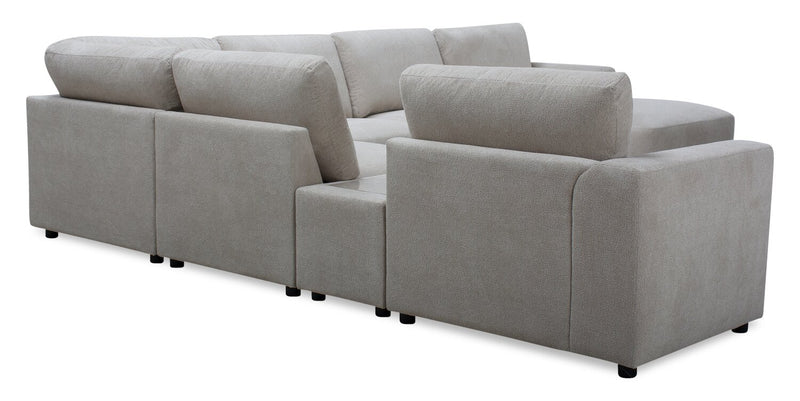 Voyage Modular 7-Piece Right-Facing Fabric Sectional with Console and Removable Back Cushions – Beige