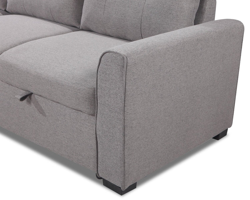 Carter 2-Piece Left-Facing Linen-Look Fabric Sleeper Sectional with Storage Chaise - Solis Grey 