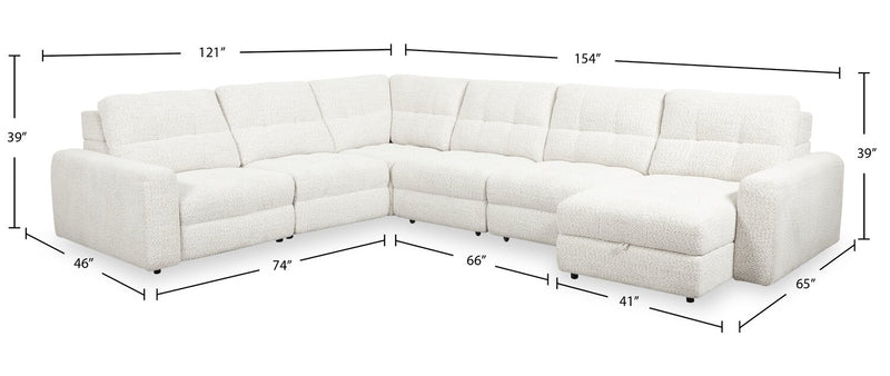 Scott Living Elevate Modular 6-Piece Right-Facing Beige Chenille Fabric Sectional with Power Reclining 