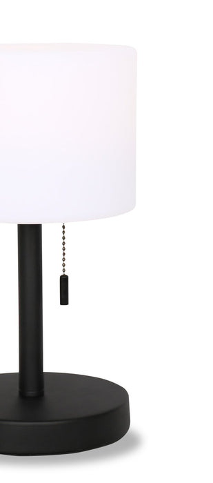 Solana 11” Modern Metal Acrylic Portable Table Lamp with USB Port - Black