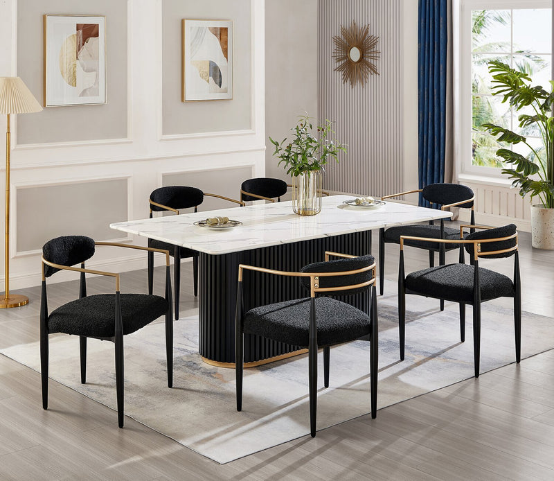 Capri Boucle Fabric Accent Dining Chair - Black