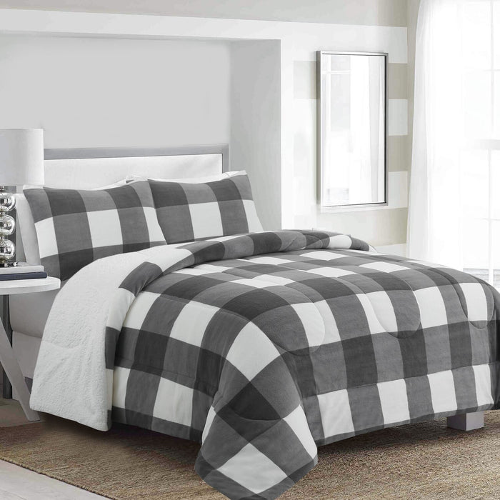 Henrick 3-Piece King Sherpa Comforter Set – Grey
