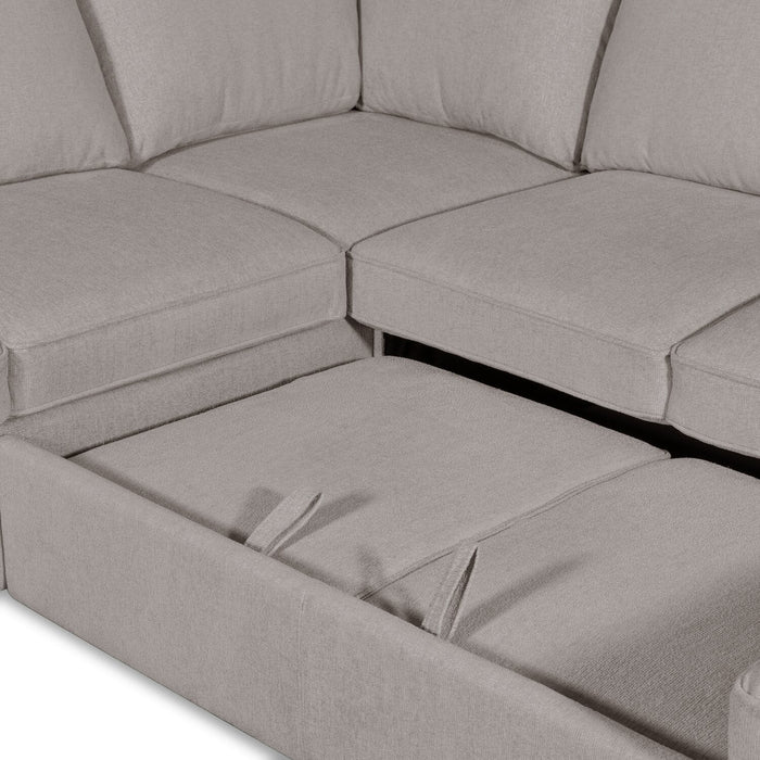 Scott Living Haven 3-Piece Right-Facing Chenille Fabric Sleeper Sectional with Storage Chaise - Grey 