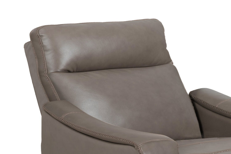 Natalie 32.5\" Grey Top-Grain Genuine Leather Pushback Reclining Chair with Wood Legs