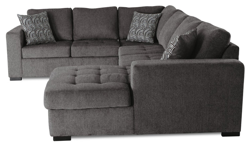 Legend 4-Piece Right-Facing Chenille Sleeper Sectional - Pewter 