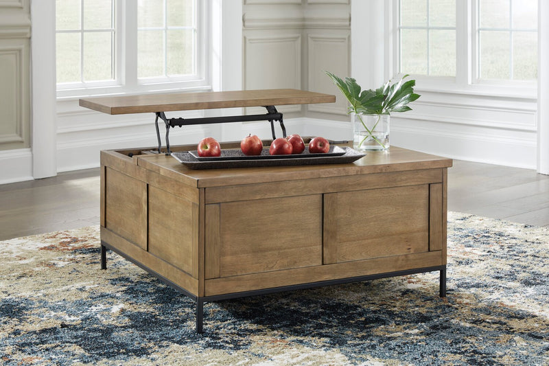 York 36” Rustic Solid Wood Lift Top Coffee Table with Storage - Brown