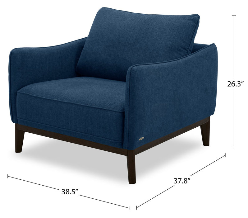 Cindy Crawford Home Gena 38.5\" Midnight Blue Linen-Look Fabric Chair with Removable Back Cushion