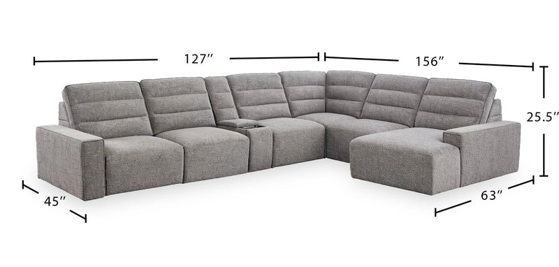 Prestige 7-Piece Right-Facing Power Reclining and Sliding Sectional – Light Grey