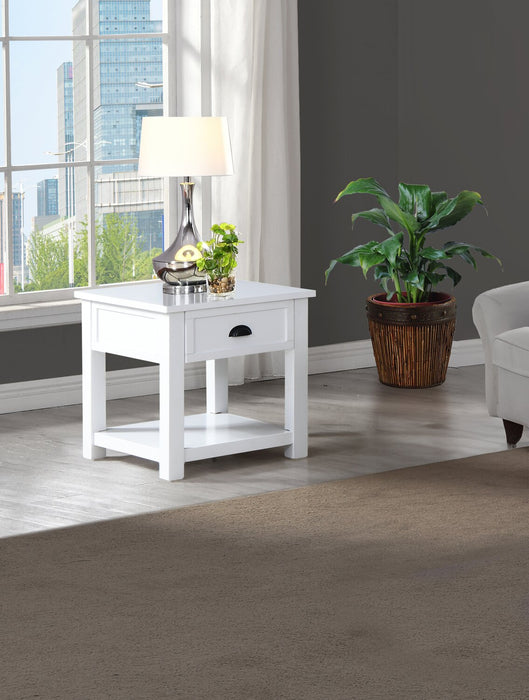 Centennial 24\" Modern End Table with Storage and Shelf - White