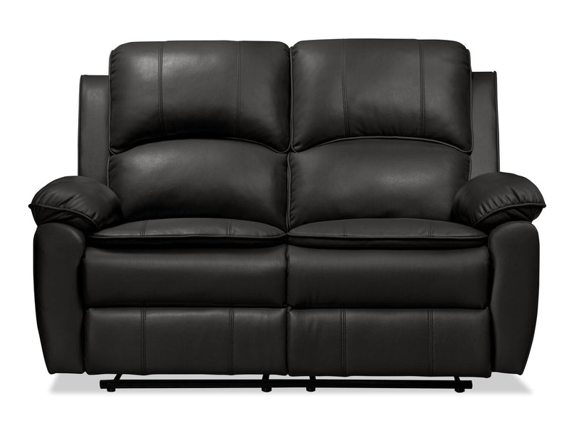Chandler 60\" Leather-Look Fabric Reclining Loveseat - Grey 