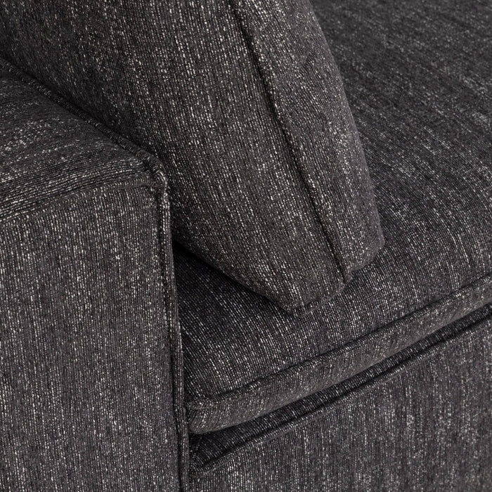 Fusion Modular 4-Piece Charcoal Grey Chenille Fabric Sectional with Feather Down Cushions and Ottoman