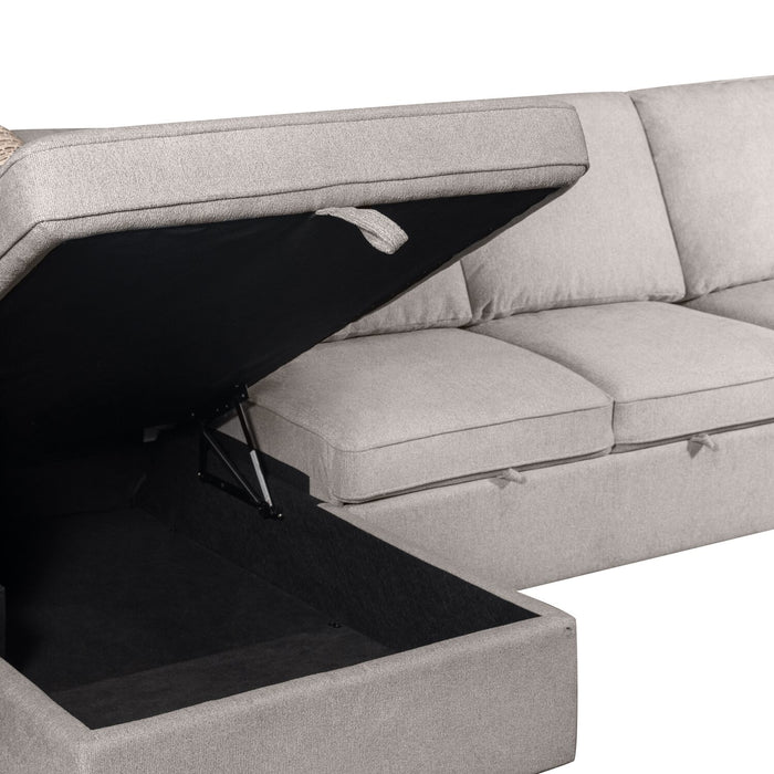Scott Living Haven 3-Piece Right-Facing Chenille Fabric Cuddler Sleeper Sectional with Storage Chaise - Grey