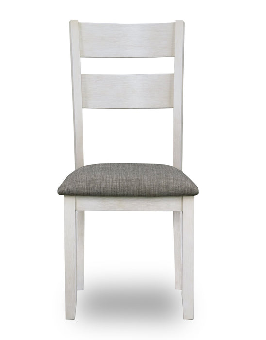 Echo Dining Chair with Linen-Look Fabric, Wood, Ladder-Back - White 