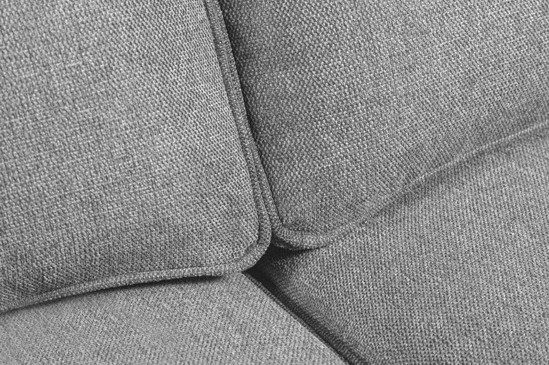 Kort & Co. Kassia 90.6\" Linen-Look Fabric Sofa with Wood Base and Legs - Grey 