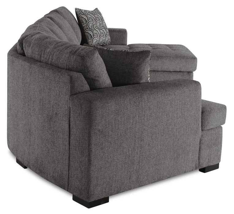Legend 3-Piece Left-Facing Chenille Cuddler Sleeper Sectional with Chaise - Pewter