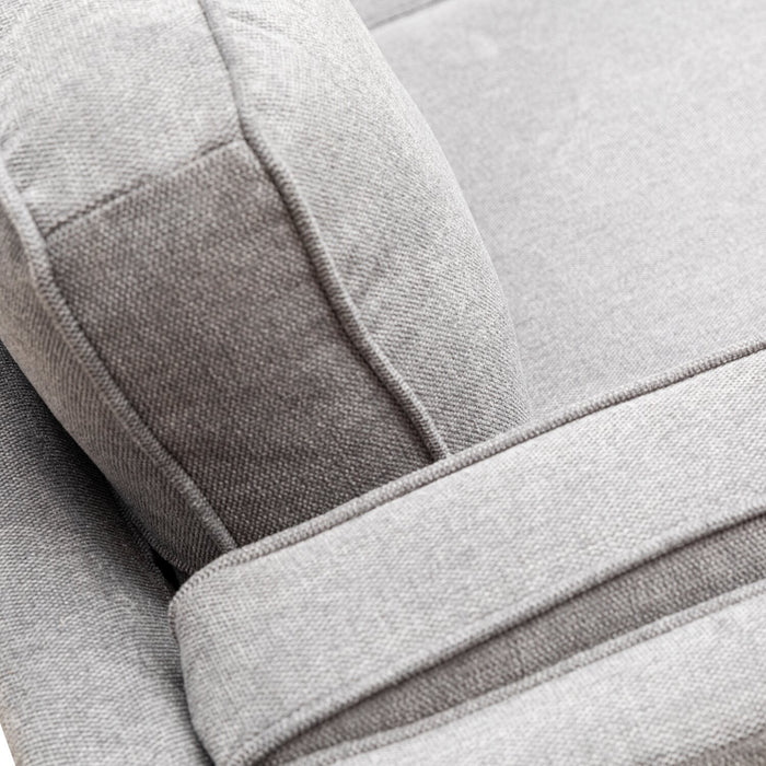 Kort & Co. Kassia 80\" Grey Linen-Look Fabric Condo-Size Sofa with Wood Base and Legs