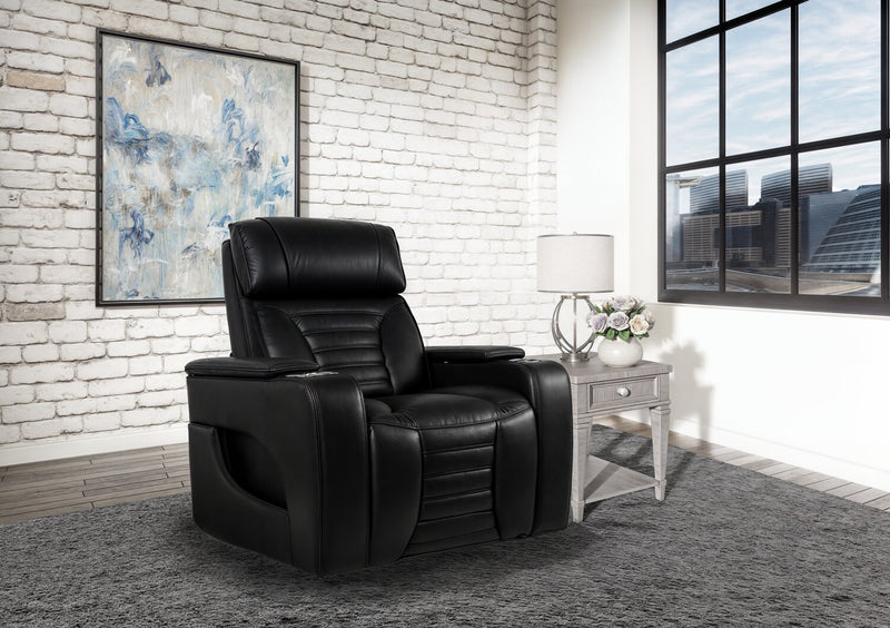 Zen 40\" Black Faux Leather Power Reclining Massage Chair with Power Headrest and Heated Seat 