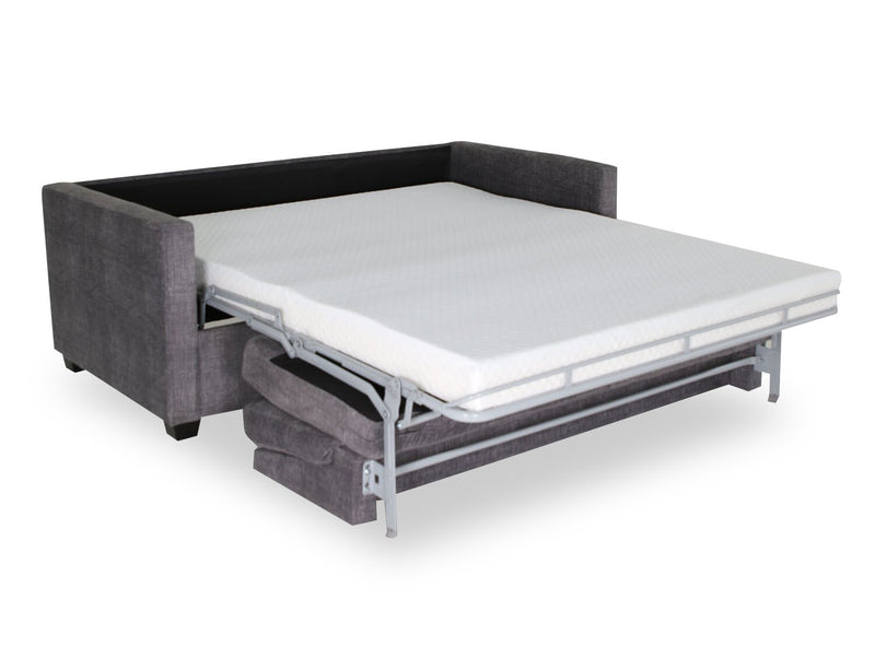 Dynasty Everlee 76.5\" Grey Microsuede Queen-Size Sofa Bed with Memory Foam and Two Accent Pillows