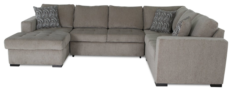 Legend 4-Piece Left-Facing Chenille Sleeper Sectional - Platinum 
