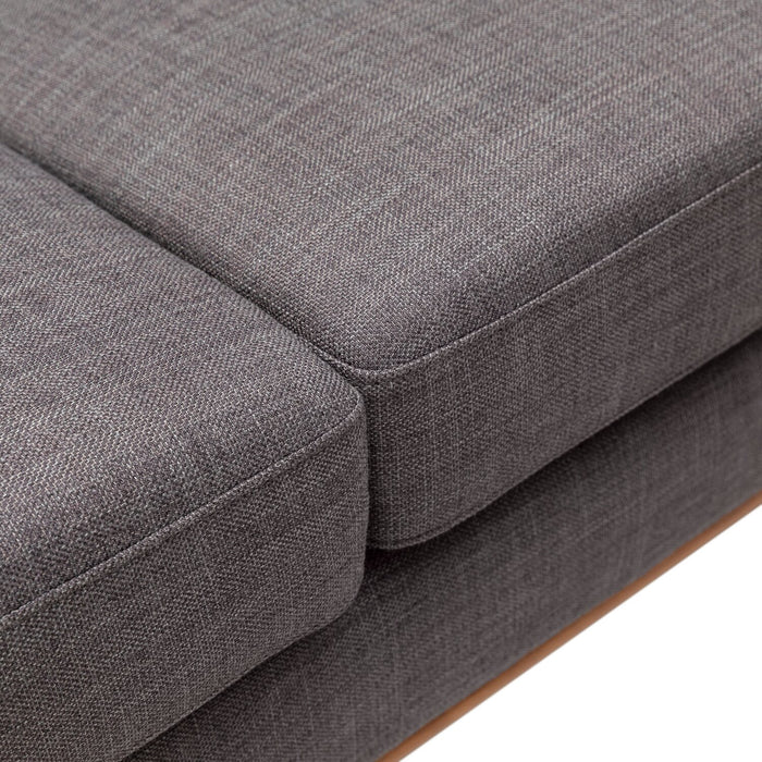 Kort & Co. Freeman 80” Charcoal Grey Linen-Look Fabric Condo Size Sofa with Wood Base and Legs