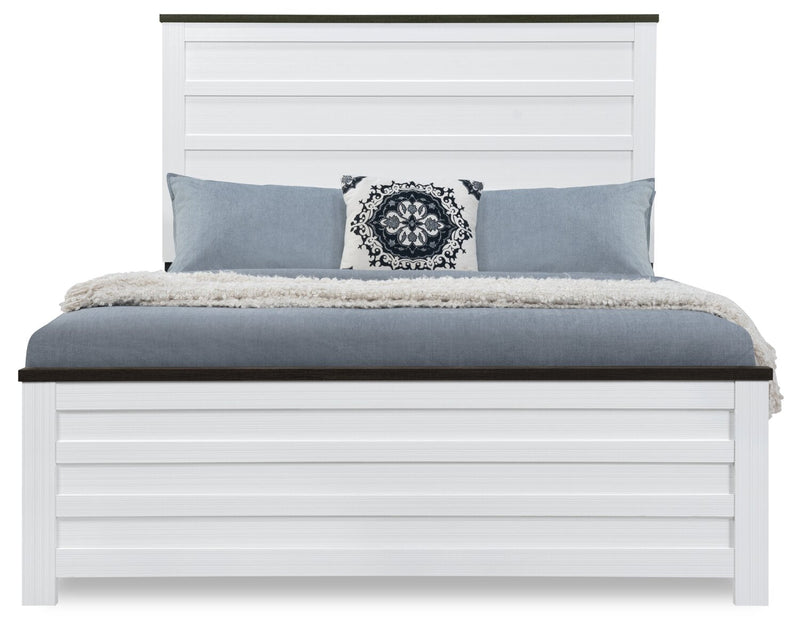 Zoey Panel Bed, Two-tone White & Brown - Queen Size 