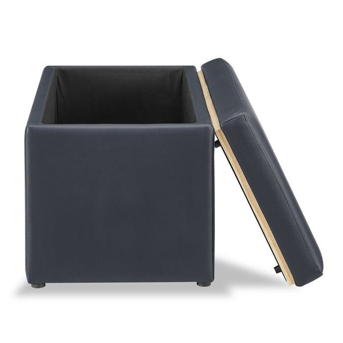 Edmonton Rectangular Storage Ottoman - Navy